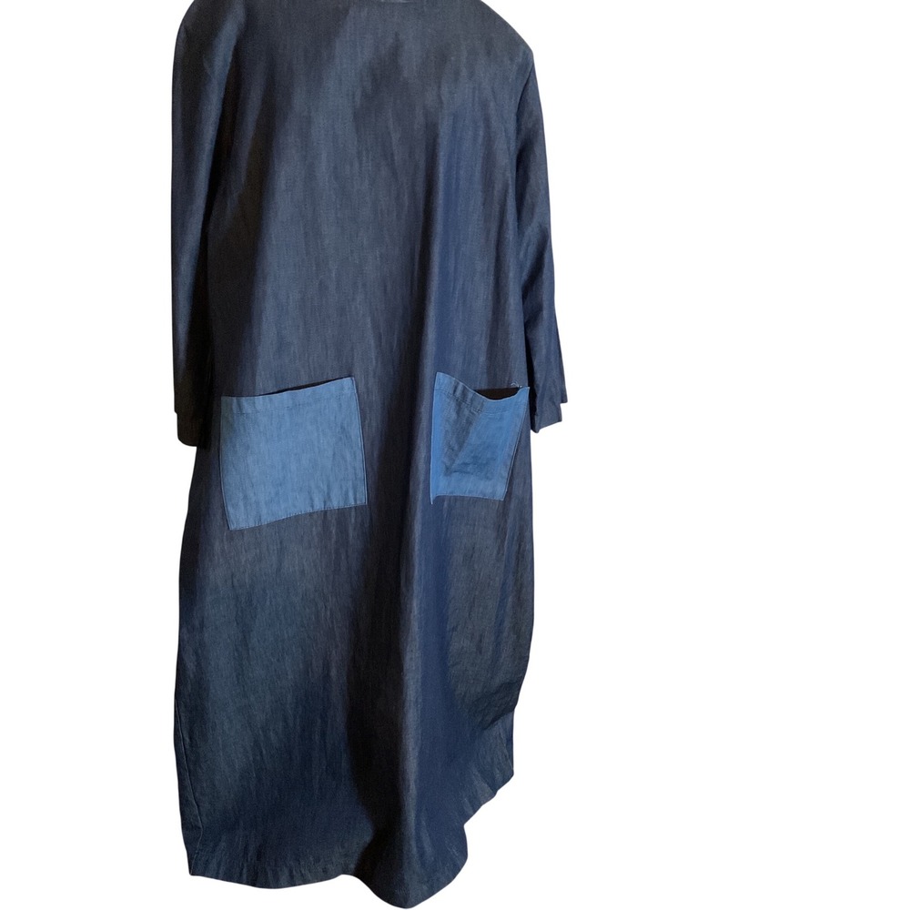 Nayas Place Denim Dress Size L Long Sleeve Pockets Zipper Front